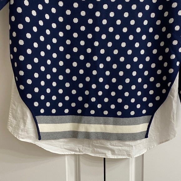 Endless Rose Navy Polka Dot Sweater with White Accents - Picture 6 of 7